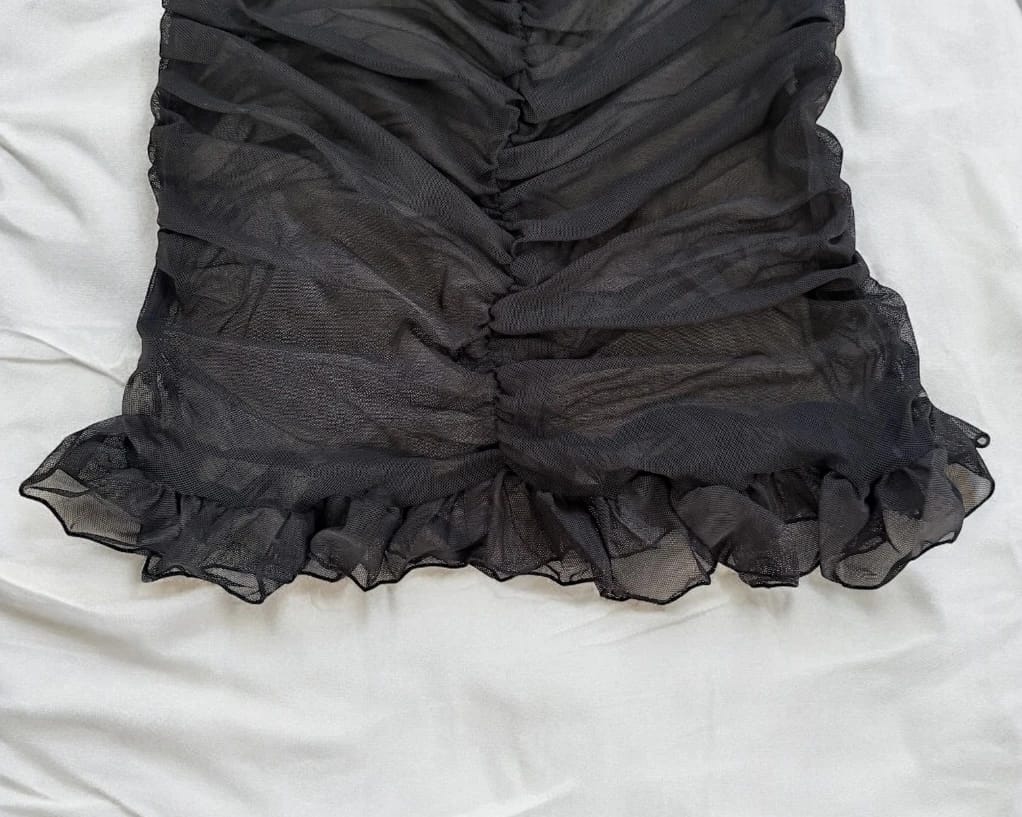 2025-09-18-68cb3af5005ef لانجري شيفون أسود بكشكش - الصورة 2