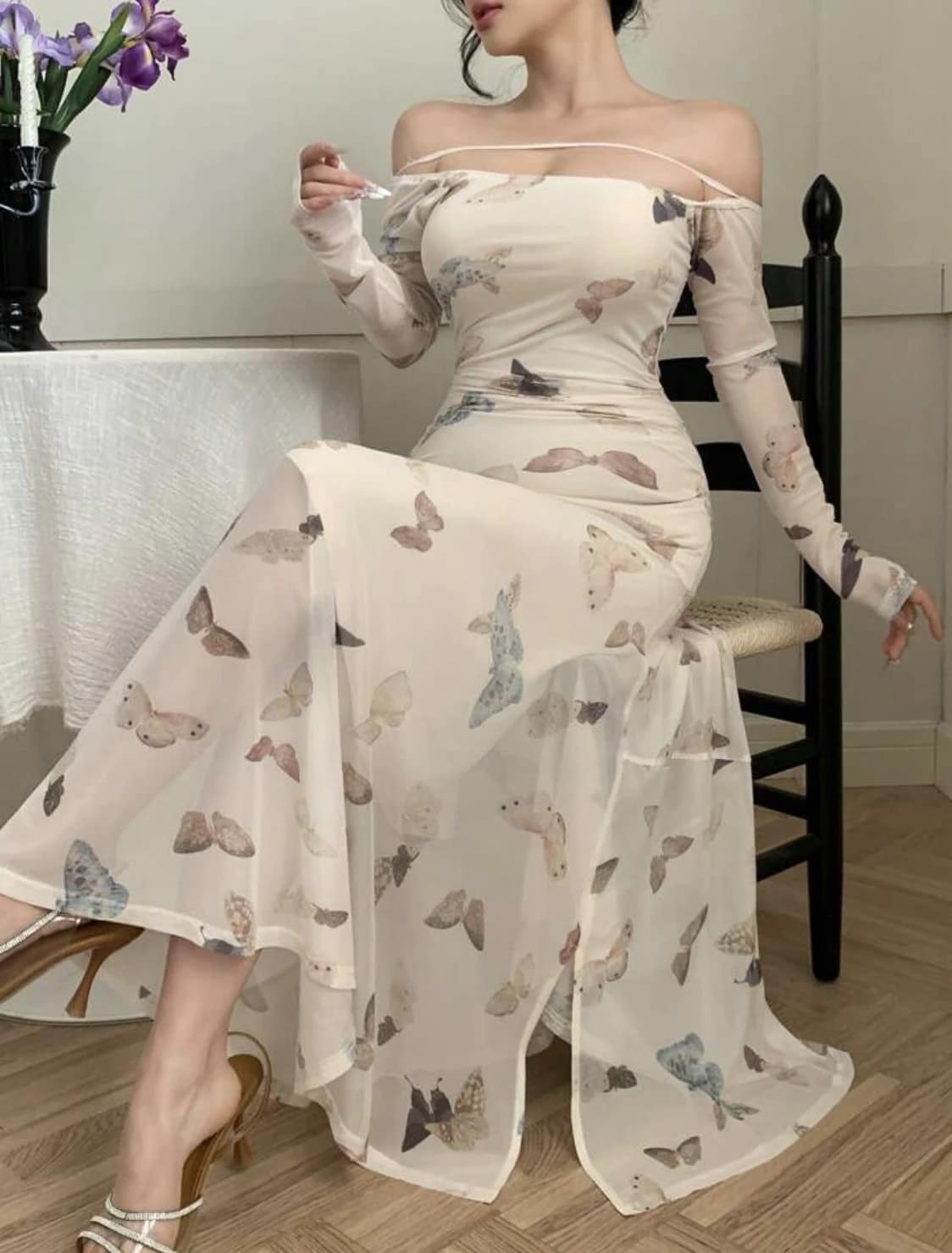 2025-09-14-68c72bd81ba3c فستان بنقشة فراشات – أوف شولدر، - الصورة 6