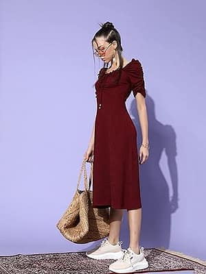 فستان سويت هارت متوسط الطول بلون واحد للنساء من ميس اوليف، موديل (MOSS22D13-53-143-05)