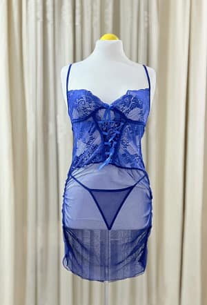 طقم لانجري دانتيل أزرق